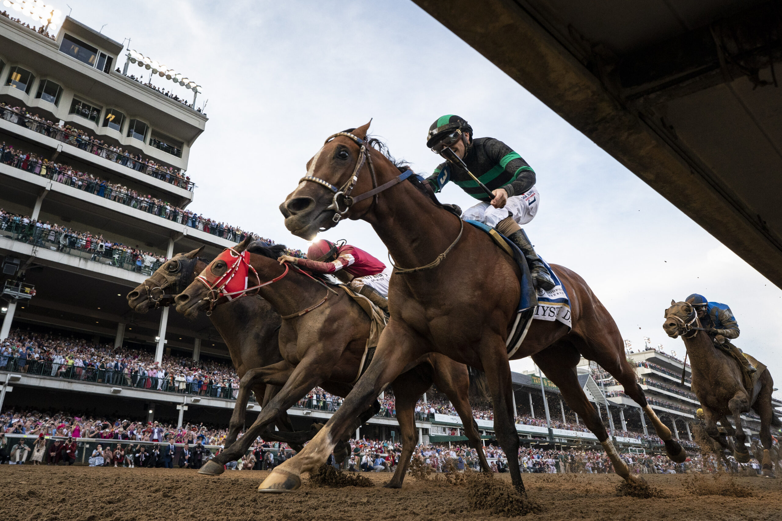 Louisville, KY - May 4 : Mystik Dan (3), ridden by Brian J. Hernandez, Jr., wins the 150th running of the Kentucky Derby at Churchill Downs in Louisville, KY on Saturday, May 04, 2024. (Photo by Jabin Botsford/The Washington Post via Getty Images)