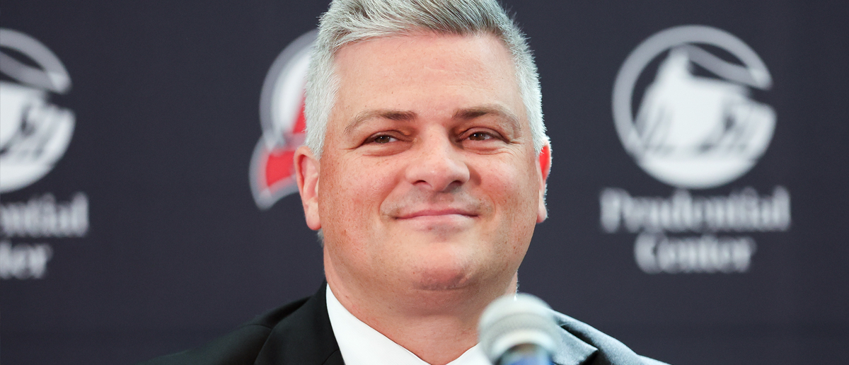 The New Jersey Devils hold a press conference to announce Sheldon Keefe as their new head coach on May 28, 2024 at Prudential Center in the Newark, New Jersey.