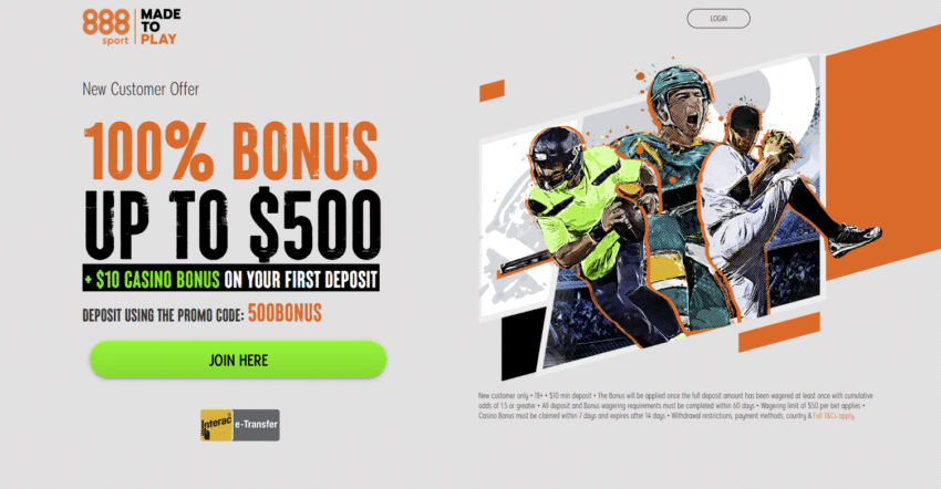 A screenshot view of 888Sport bonus offer.