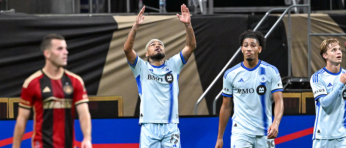 Montreal forward Josef Martinez (17) reacts after scoring a second-half goal during the MLS match between CF Montreal and Atlanta United FC on October 2nd, 2024 at Mercedes-Benz Stadium in Atlanta, GA.