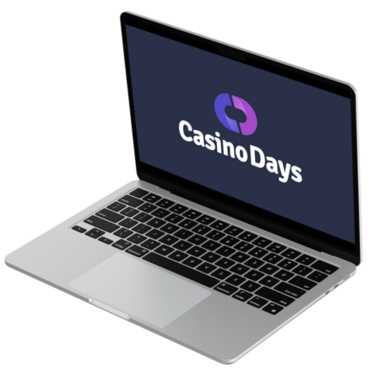 Laptop with Casino Days logo