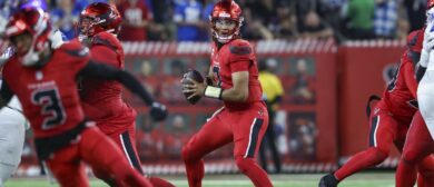 Houston Texans quarterback C.J. Stroud (7) looks for an open receiver during the fourth quarter against the Detroit Lions at NRG Stadium.