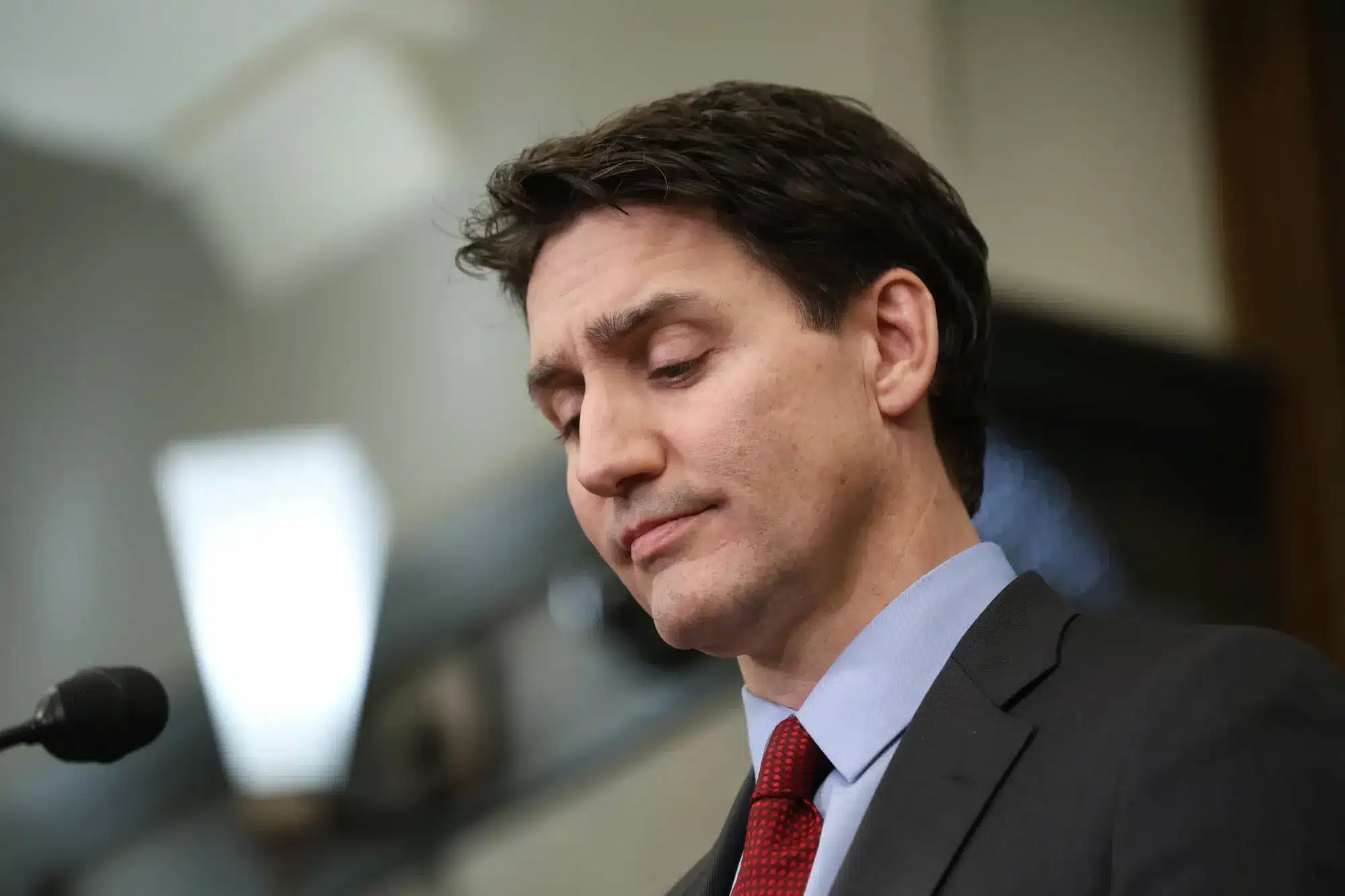 Canada's Prime Minister Justin Trudeau speaks during a news conference February 1, 2025 on Parliament Hill in Ottawa, Canada. 