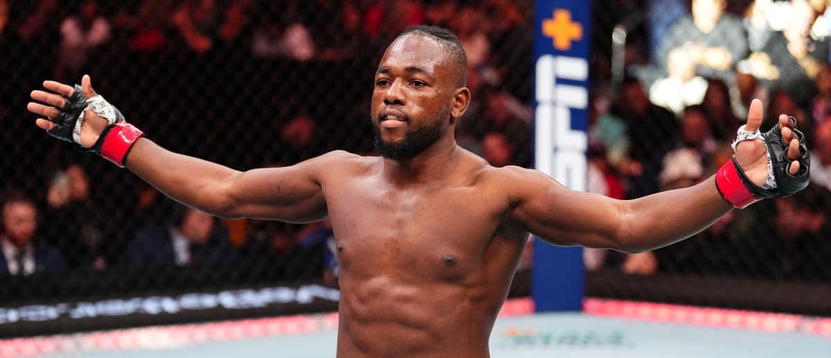 Manel Kape of Angola prepares to face Bruno Silva of Brazil in a flyweight fight during the UFC Fight Night event at Amalie Arena on December 14, 2024 in Tampa, Florida.