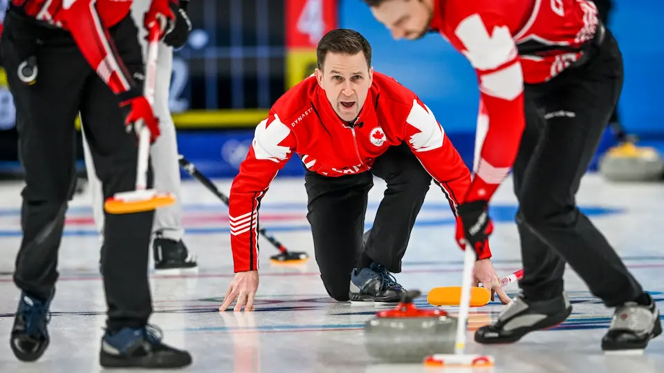 The Canadian men's Olympic curling team competing in 2024.